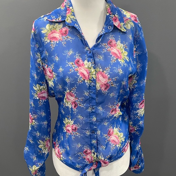 Stop Jeans Blue Floral Top Shirt Medium K4 - Picture 1 of 3